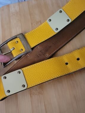 Callitionbrand Handmade Yellow Genuine Leather Belt Size 26